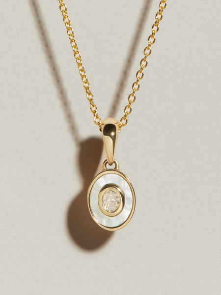 Oval Signet Pendant (MOP & Diamond) | J.Hannah Jewelry
