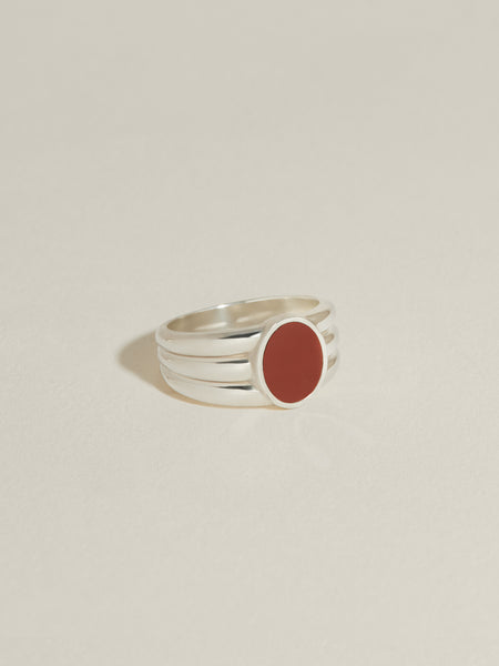 Stacked Inlay Signet (Red Jasper) | J.Hannah Jewelry