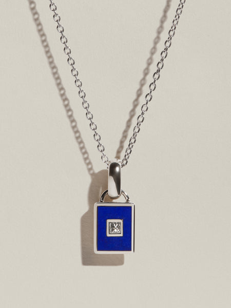 Rectangle Signet Pendant (Lapis & Diamond) | J.Hannah Jewelry