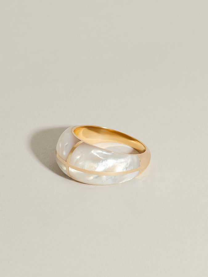 Form Inlay Ring II (Mother of Pearl Monochrome) | J.Hannah Jewelry