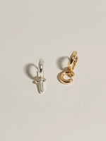 J. Hannah Initial Charm Hoop Silver and 14k Gold earrings