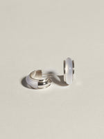 J. Hannah Gemstone Quarry Hoop Earrings Blue Chalcedony Silver