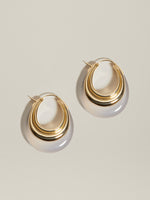J. Hannah Gemstone Strata Hoop Earrings Blue Chalcedony 14k Gold