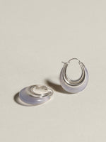 J. Hannah Gemstone Strata Hoop Earrings Blue Chalcedony Silver