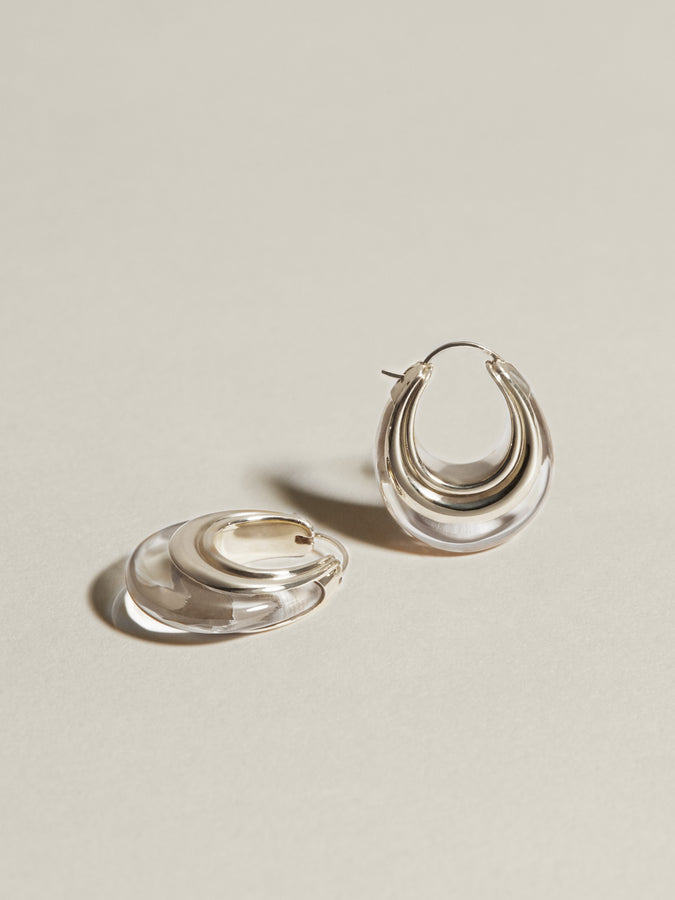 J. Hannah Gemstone Strata Hoop Earrings Silver